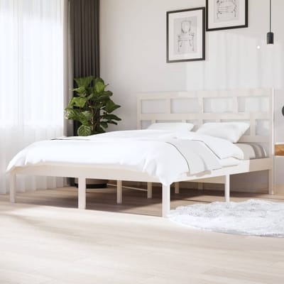 vidaXL - Bedframe - massief - hout - wit - 180x200 - cm