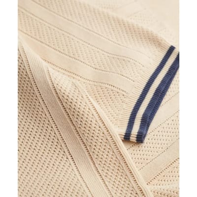 Superdry Poloshirt Knitted Texture Ss Polo M1110458a Oatmeal Beige Mannen Maat - M