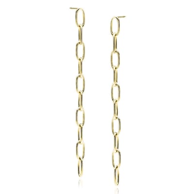 Goudkleurig Oorbellen Ketting Zilver 925 - Oorbellen Dames goudkleurig - Verguld Oorbellen Ketting - Chain link earrings - Amona Jewelry