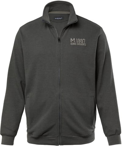 Men Plus - Heren - Sweatvest opstaande kraag rits - Olifant grijs - Maat L