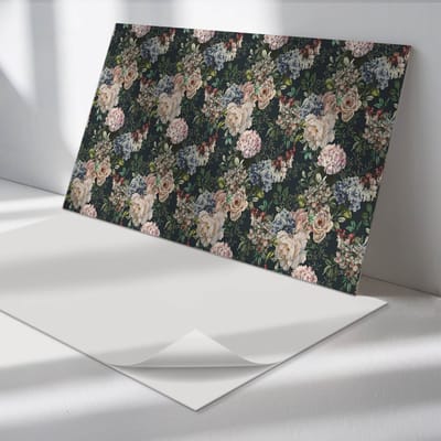 Wallfluent Vinyl Wandpaneel - Achtergrond met bloemenpatroon Vinyl Wandbekleding - 100 cm x 50 cm - Groente PVC wandpaneel - 1 stuk - Rechthoekig Wandbekleding Vinyl - Bloemen Wandpaneel - Zelfklevend Muurpaneel - Wandpaneel Keuken en Badkamer