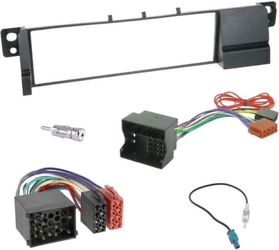 SnelShoppen - Inbouwkit Autoradio 1 DIN met ISO-connector Kabeladapter en Antenneadapter voor BMW 3 Serie E46, Complete Montageset