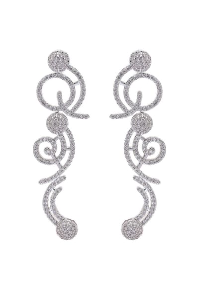 AVANT-GARDE PARIS Classy Swirl Dangle Earrings - Zilver - 1 paar - Rhodium Plated met kristallen en elegante spiraalvorm