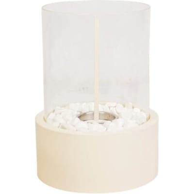 Housevitamin Bio Ethanol Tafelhaard - Rond - Rookvrij - Zand Beige - 21x21x28 cm - Voor Binnen & Buiten - Met Sierstenen & Vuurdover