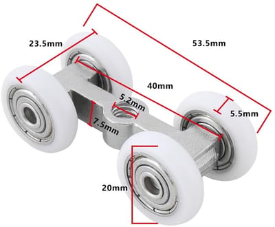 Dailygoods- Schuifdeur Roller 2 Stuks - 304 Roestvrij Staal - Kleine Opknoping Wiel - Geschikt voor Glazen Deuren - Afmetingen 23,5x40x20mm - Inclusief Schroeven/Moeren - Deurroller