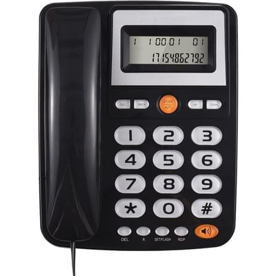 Vaste desktoptelefoon Vaste telefoon Grote knop Vaste telefoon voor oudere senioren Telefoon met LCD zwart