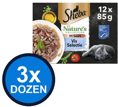 3x Sheba - Natures Collection Gelei Vis Selectie Multipack (12x85g) - Kattenvoer Natvoer - 1.02 kg
