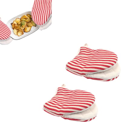 Ovenhandschoenen - Hittebestendig - Antislip - Eendenbekmodel - 1 paar - Geschikt voor magnetron, oven en braadpan - Rood