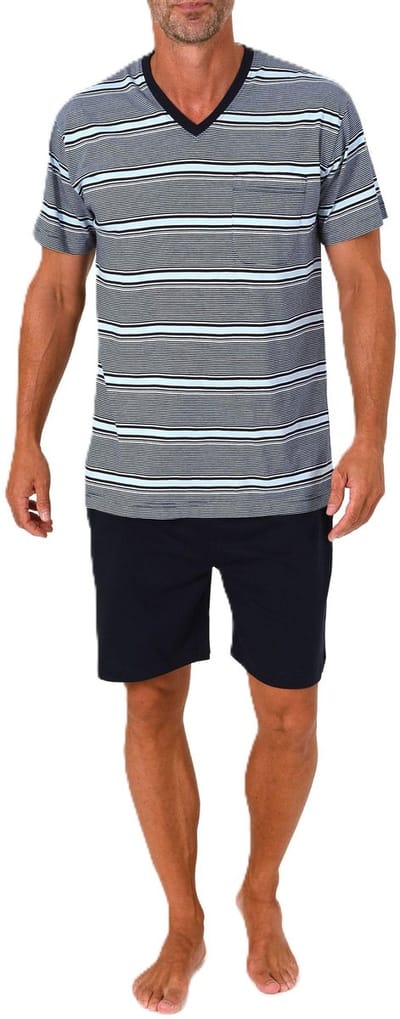 Normann herenpyjama Shorty met korte mouwen in een gestreepte look - ook in grote maten