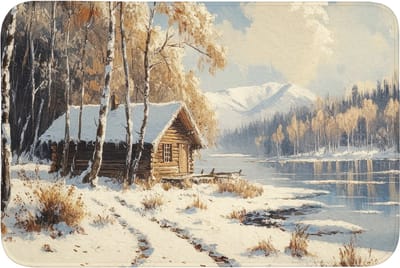 Badmat 90x60 cm - Antislip - Winter - Sneeuw - Huis - Natuur - Badmatten voor badkamer - Badkamermat - Douchemat - Badkamer mat