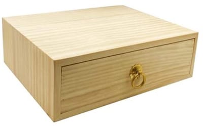 Natuurlijke houten opbergdoos met laden voor bureau en sieradenorganizer