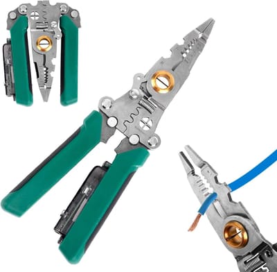 Draadstripgereedschap - Multifunctioneel Handgereedschap - Elektrisch Werk - 9-in-1 Functies - Opvouwbaar Ontwerp - Groen en Zilver