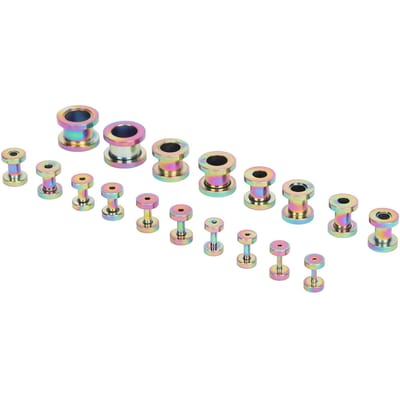 18 stuks Roestvrij Staal Oor Tunnels 14G Tot 00G Rekset Dubbel Geflensd Piercing Sieraden Oor Gauges Plugs beige