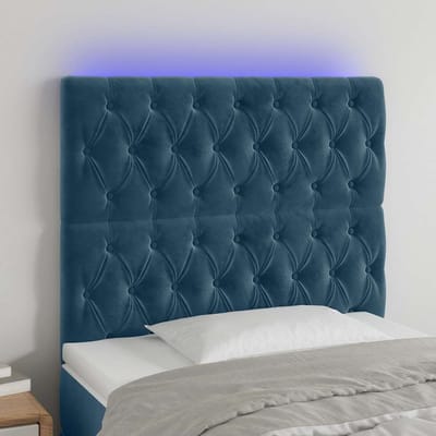 vidaXL - Hoofdbord - LED - 90x7x118/128 - cm - fluweel - donkerblauw