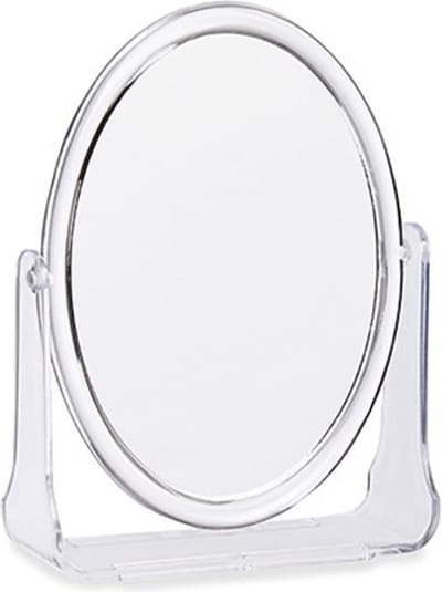 Arte Make-up spiegel - op standaard - 18 x 20 cm - tafelspiegels - ovaal - transparant kunststof - Badkamer