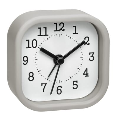 TFA wekker/reiswekker - alarmklok - lichtgrijs - 5 cm - kunststof