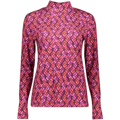 Geisha T-shirt Top Met Grafische Print En Col 62534 60 Purple/coral Dames Maat - S