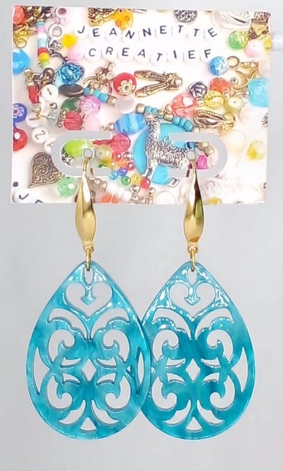 Jeannette-Creatief® - Resin - Barok Druppel Blauw - Oorbellen Dames - Blauw - Oorbellen Blauw - Resin Oorbellen - Resin Oorhangers