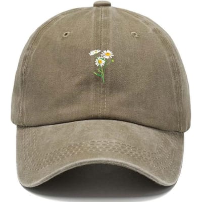 Geborduurde Bloemen Baseballpet Gewassen Katoen Vintage Papa Hoed Mode Streetwear Hip Hop Verstelbaar Unisex Casual Zomerpet gray
