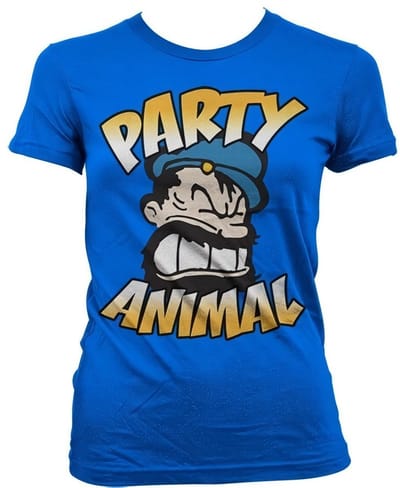 Popeye Brutos Party Animal Girly T-shirt voor dames, blauw