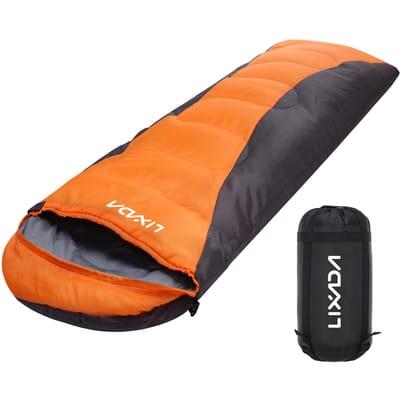 Lixada sac de couchage pour adultes garçons et filles 4 saisons Camping sac de couchage chaud imperméable avec 1100 g orange