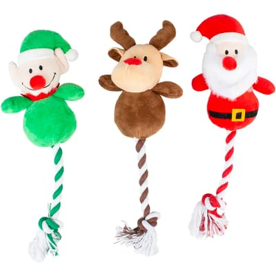 Duvoplus - Hond - Xmas Pluche Knuffel Met Touw 30x12x9cm Gemengde Kleuren - 162180