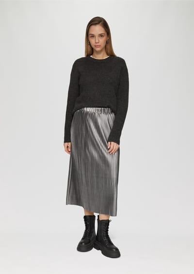 QS - female - Geplooide midirok met metallic effect