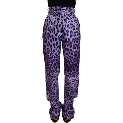 Paarse Luipaardprint Broek Relaxed Fit