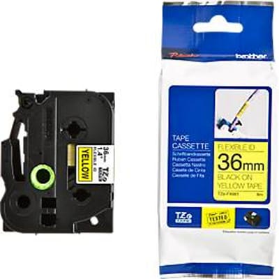 Brother TZEFX661 Labeltape flexibel Tapekleur: Geel Tekstkleur: Zwart 36 mm 8 m