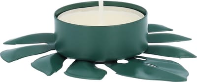QUVIO Waxinelichthouder - Blad - Theelichthouder - Kaarsenhouder - Woonaccessoires - Decoratieve accessoires - 9 x 8 x 2 cm - Metaal - Groen
