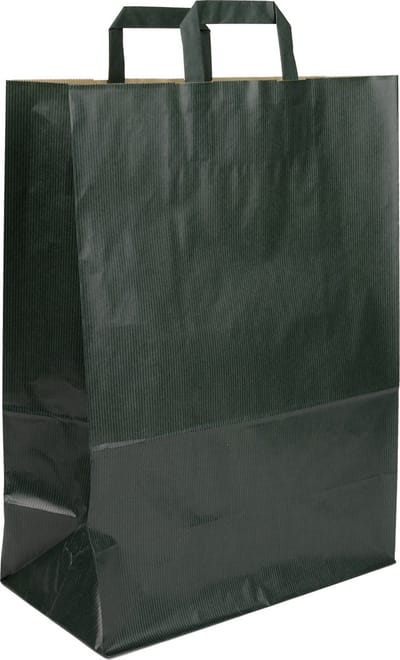 Papieren Draagtassen Donkergroen - 32+17x44 cm - Platte Handgrepen - 50 Stuks
