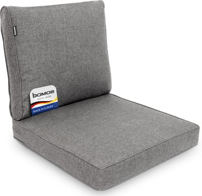bomoe Set Loungekussen Buiten – Zitkussen 50x50 cm & Rugkussen 50x40 cm – Hoogwaardige Kussens voor Tuinmeubelen, Afneembar Wasbar Hoes –Comfortabel UV-Bestendig Outdoor Tuinkussen Lichtgrijs – ilano