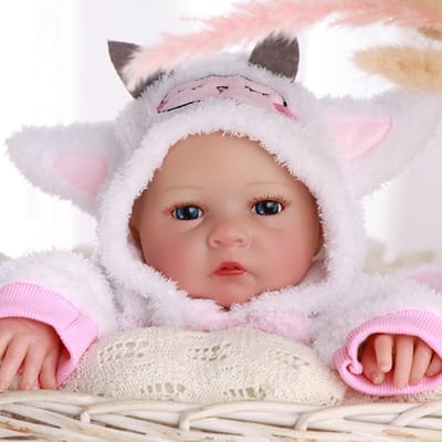 Babypop realistische pop - Levensgrote pop - Spelen en knuffelen - Handgemaakte details - 43 cm - Roze