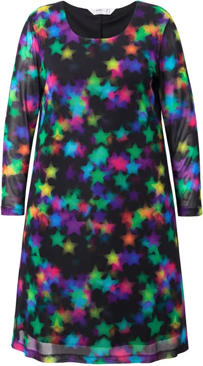 Angel of Style - Dames - Mesh-jurk comfortabele pasvorm sterren - Multicolor - Maat 50