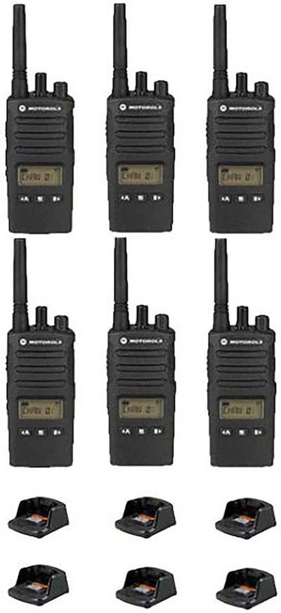 Set van 6 Motorola XT460 IP55 PMR446 Portofoon met tafellader