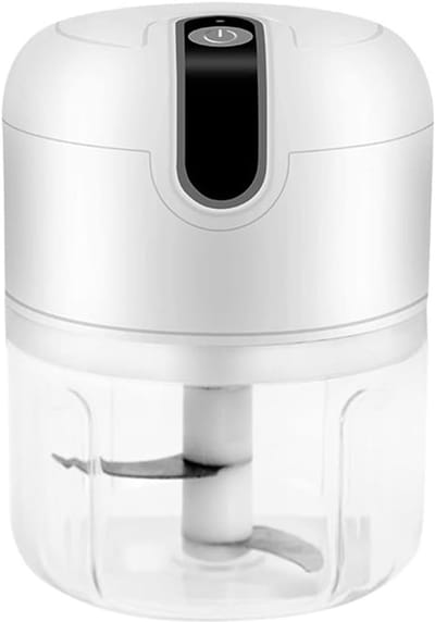 Elektrische mini-knoflookhakker, keukenmachine, draagbare draadloze knoflookpers, vleesmolen, met USB-oplaadfunctie, geschikt voor groenten, paprika's, fruit, gember, babyvoeding en kruiden, 250 ml (wit).