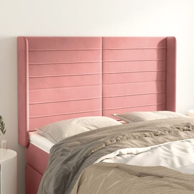 vidaXL - Hoofdbord - met - randen - 147x16x118/128 - cm - fluweel - roze
