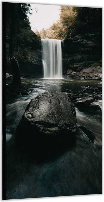 KuijsFotoprint - Schilderij - Waterval In Het Meer - Groen En Blauw - 200 X 100 Cm