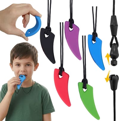 CLDY Set met sensorische bijtringen voor kinderen, therapeutische ketting, siliconen bijtring voor jongens – 5 stuks
