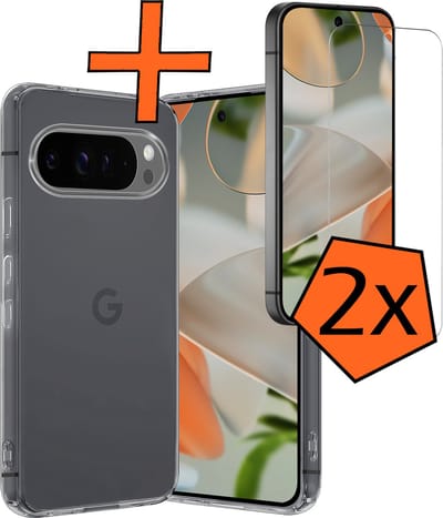 Hoes - Met 2x Screenprotector - Geschikt voor Google Pixel 10 Pro - Sterk & Shockproof - Back Cover - Siliconen Case - Telefoon Hoes - Transparant