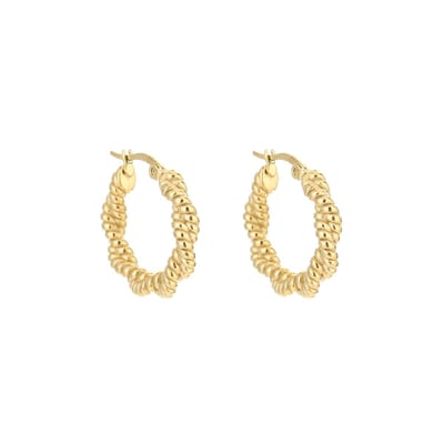 Gedraaide oorringen - Dames oorringen - Dames oorbellen - Gouden oorringen - 2,2 x 2,2 cm - Stainless Steel - Waterproof earrings - Nikkel vrij - Kerst oorbellen - Kerst cadeau - Moederdag - Valentijn - Dames oorbellen