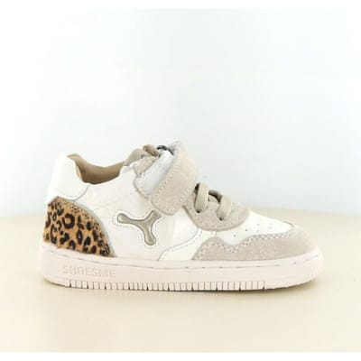 Shoesme Beige Sneakertje Met Panterprint - Sneakers Kinderen - Meisjes - Beige Leopard - Microfiber leer - Maat 24