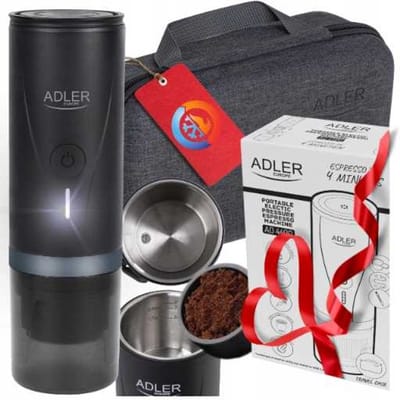 Draagbare koffiemachine, drukmachine, 20 bar, capaciteit 80 ml, espresso in 4 minuten, adapter voor gemalen koffie en Nespresso-capsules
