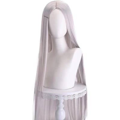 Lange Steile Cosplay Pruik 100cm Midden Scheiding Centraal Gespleten Blond Roze Rood Paars Hittebestendig Synthetisch Haar Pruiken white