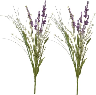Everlands Kunsttak lavendel - 2x - kunststof - lila paars - 4 x 13 x H75 cm