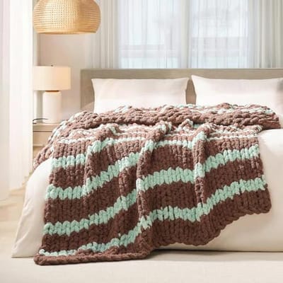 Grof gebreide deken 127 x 152 cm - Handgemaakte chenille dekens voor bed en bank