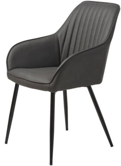 Eetkamerstoel Nolan stribe PU-leer - Donkergrijs - eetkamerstoelen set van 2