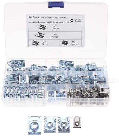 Dailygoods- Draadclip U-vormige Moer Set 80 Stuks - M4/M5/M6/M8 - Roestvrij Staal - Ideaal voor Auto/Motorfiets - Eenvoudig te Gebruiken - Corrosiebestendig - Bevestigingsmoer