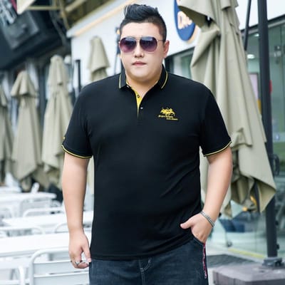 Extra Groot Heren Zomer T-shirt met Korte Mouwen Business Casual Poloshirt Plus Dik Plus Size Los T-shirt 195 7XL zwart