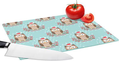 Glazen Snijplank - 28x20 - Patronen - Uil - Kerst - Snijplanken Glas